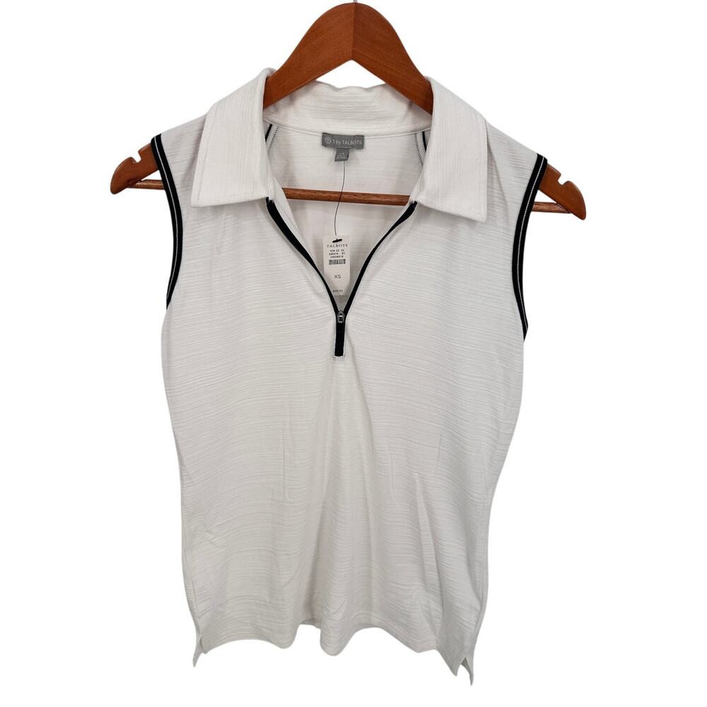T By TALBOTS NWT Sleeveless Half-Zip Polo White Polo Tank // XS